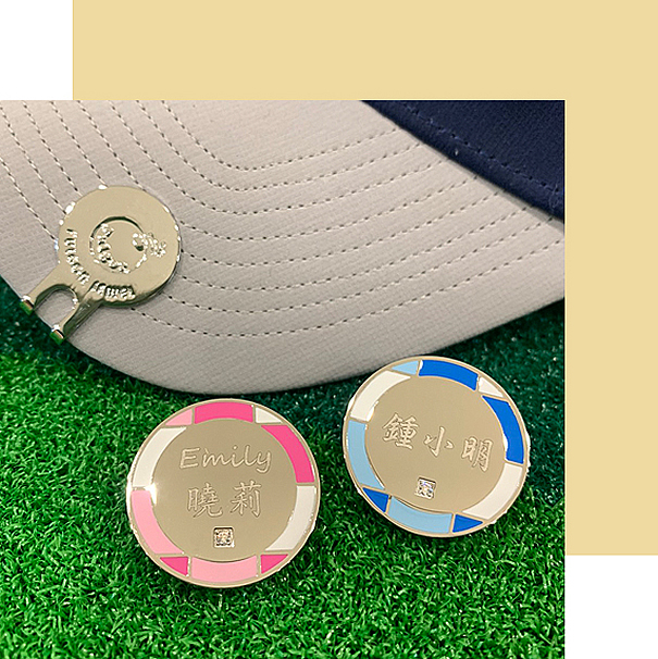 客製高爾夫球標-雷射深刻球標帽夾-果嶺標-粉色格子設計款球標-Blue-Plaid-Design-Inside-Page-1-FulgorJewel-Golf-Ball-Marker