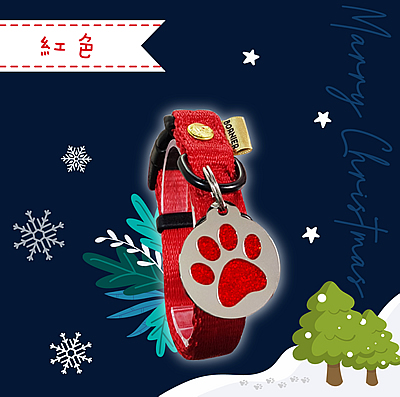 聖誔節富狗客製寵物名牌吊牌項圈紅色套組-2020-Christmas-FulgorJewel-Pet-ID-tag-Collar-Set-Red
